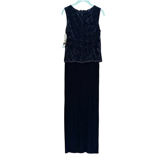 Jessica McClintock Size 10 Sleeveless Long Black Velvet Maxi Dress & Wrap NWT - Picture 2 of 10